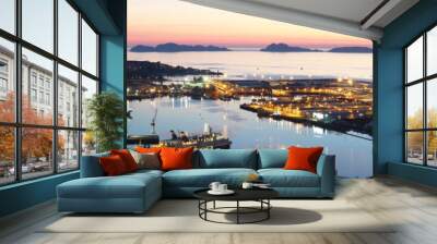 panoramic view of Vigo city in Galicia Spain at sunset Wall mural