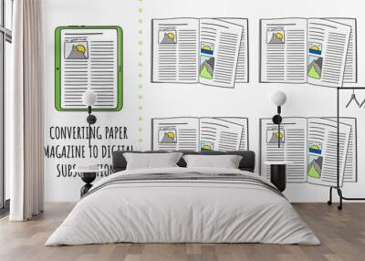 Converting paper magazine to digital subscriptions. Change single-use disposable things on reusable Wall mural