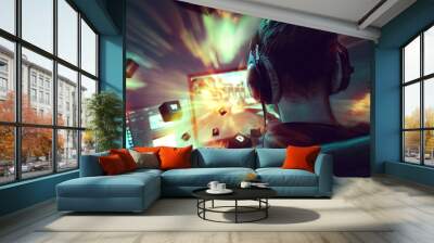 Gamer beim Videospiel Wall mural