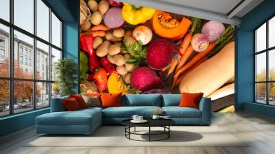 assorted raw fruit and vegetable Wall mural