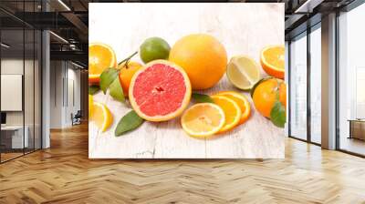 assortment of citrus fruit with lemon, orange,grapefruit,lime Wall mural