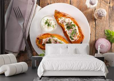 baked sweet potato with cheese Wall mural