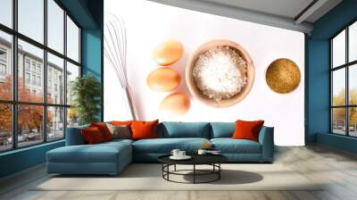 baking food ingredient on white background Wall mural