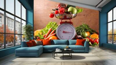 balance with fruit and vegetable Wall mural