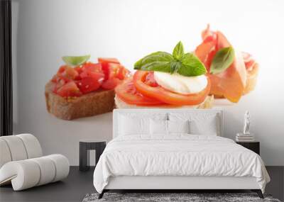 bruschettas isolated on white background Wall mural