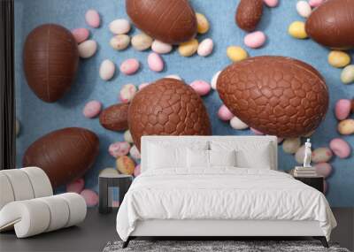 chocolate egg easter and candy- easter day Wall mural