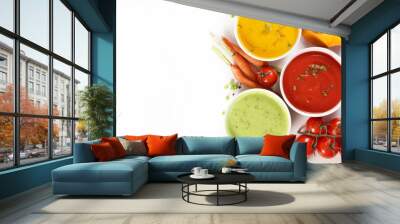 collection of vegetable soup with ingredient on white background Wall mural