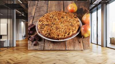 crumble dessert with pear and chocolate Wall mural