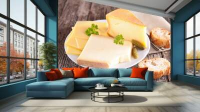 dairy product on wood background Wall mural