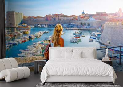 Dubrovnil old town and harbor, Dalmatia, Croatia,Europe Wall mural