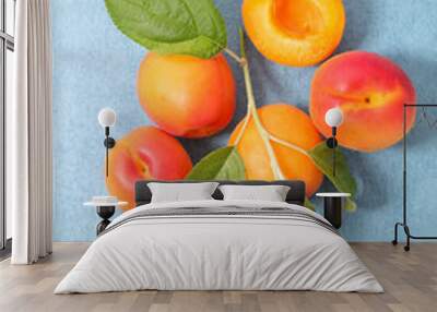 fresh apricot and leaf Wall mural