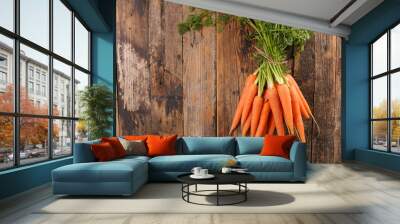 fresh carrot on wood background Wall mural