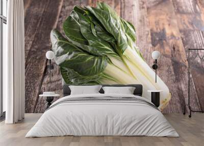 fresh chard on wood background Wall mural