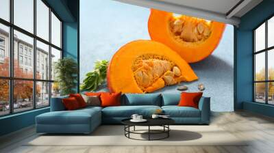 fresh pumpkin slices and herbs Wall mural