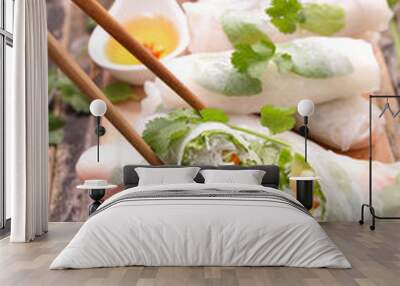 fresh spring roll with noodle and vegetable Wall mural