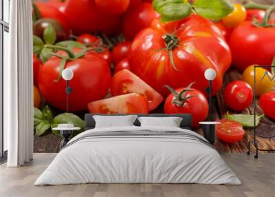 fresh tomato and basil Wall mural