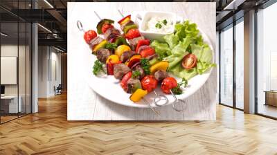 fried beef with salad Wall mural