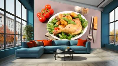 grilled duck leg with lettuce and potato Wall mural