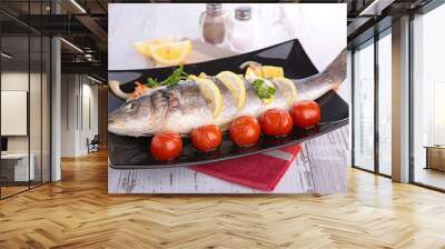 grilled fish and vegetables Wall mural