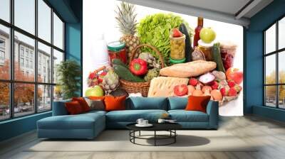 grocery shopping composition- fruit, vegetable,  dairy product Wall mural