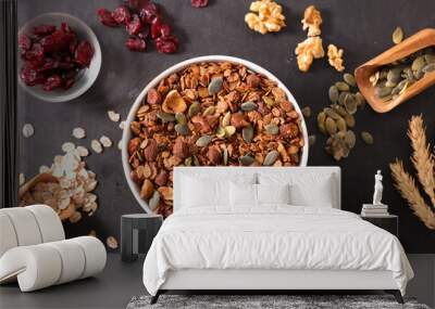 homemade granola with cereals and dried fruits Wall mural