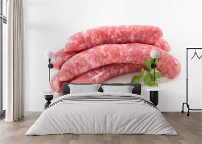 isolated raw sausage Wall mural