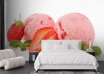 isolated strawberry icecream Wall mural