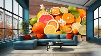 orange fruit, lemon, grapefruit selection Wall mural