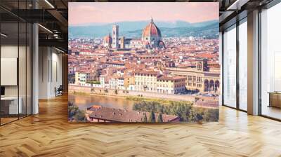 Panorama view of Florence city landscape in Italy- Tuscany Wall mural