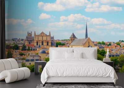 Panoramic view of Poitiers city landscape- France Wall mural