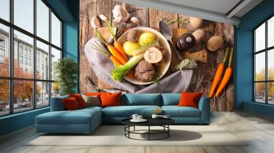 pot au feu,broth with meat and vegetable Wall mural