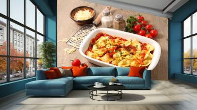 raviolis with tomato sauce and cheese Wall mural