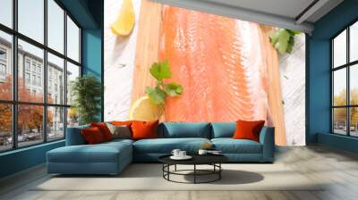 raw fish,trout fillet Wall mural