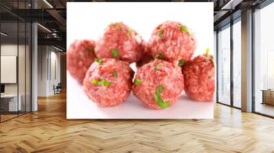 raw meatball isolated on white background Wall mural