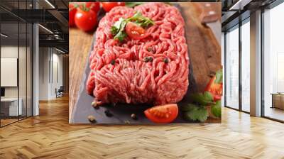 raw minced beef with herb and tomato Wall mural