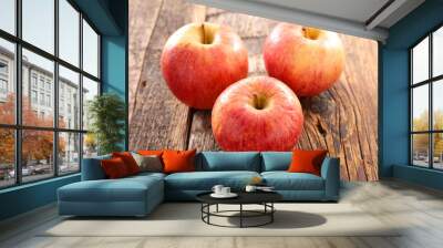 red apple on wood background Wall mural