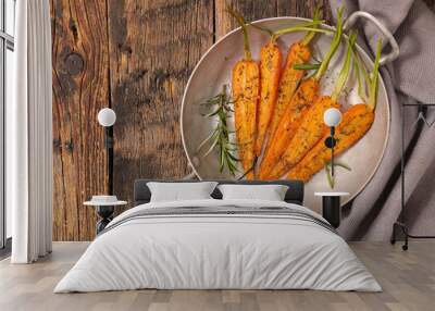 roasted carrot in pan Wall mural