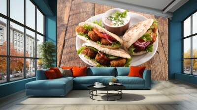 sandwich with vegetable and falafel Wall mural