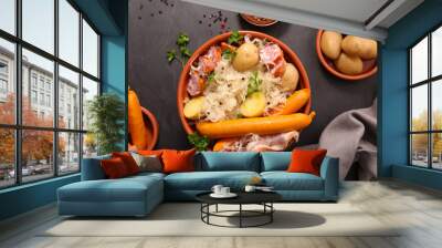 sauerkraut- cabbage,  potato and sausage Wall mural