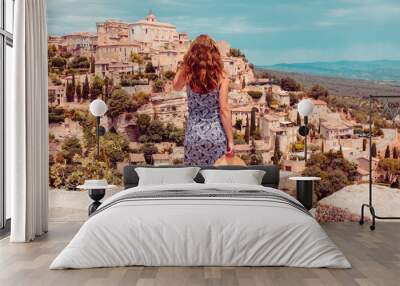 Tour tourism at Gordes,  french village in Provence Wall mural