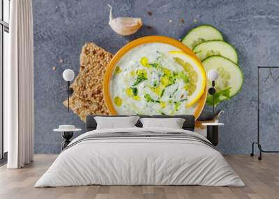 Traditional Greek Tzatziki – Fresh and Creamy Mediterranean Dip Wall mural