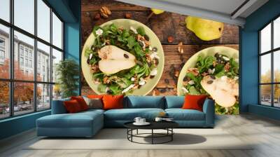 vegetable salad with cheese, walnut and pear- autumnal salad Wall mural