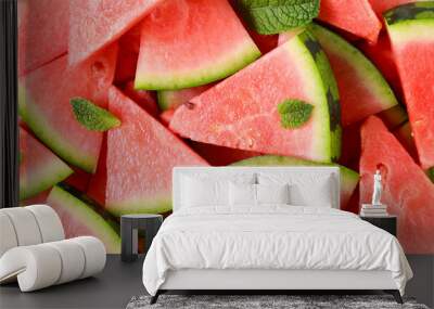 watermelon slices background- top view Wall mural