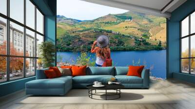 woman in Portugal Douro Valley. tour tourism, travel destination Wall mural