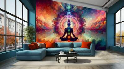 Yoga In The Lotus Position, energy, meditation
 Wall mural