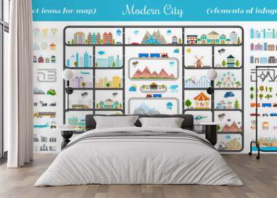 Elements of Modern City - Stock Vector Wall mural