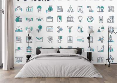 Set Vector Flat Line Icons Business Wall mural