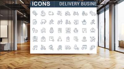 Set Vector Line Icons of Delivery Business Wall mural