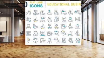 Set Vector Line Icons of Educational Business Wall mural