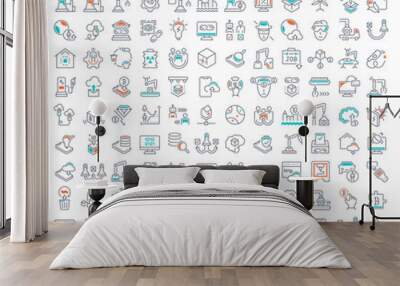 Set Vector Line Icons of Industrial 4.0. Wall mural